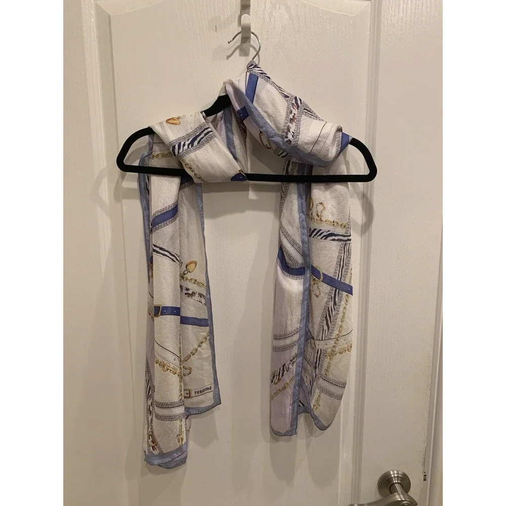 Renoma Blue and Gold Scarf 60 Inches Designed Is Belts‎ Silk